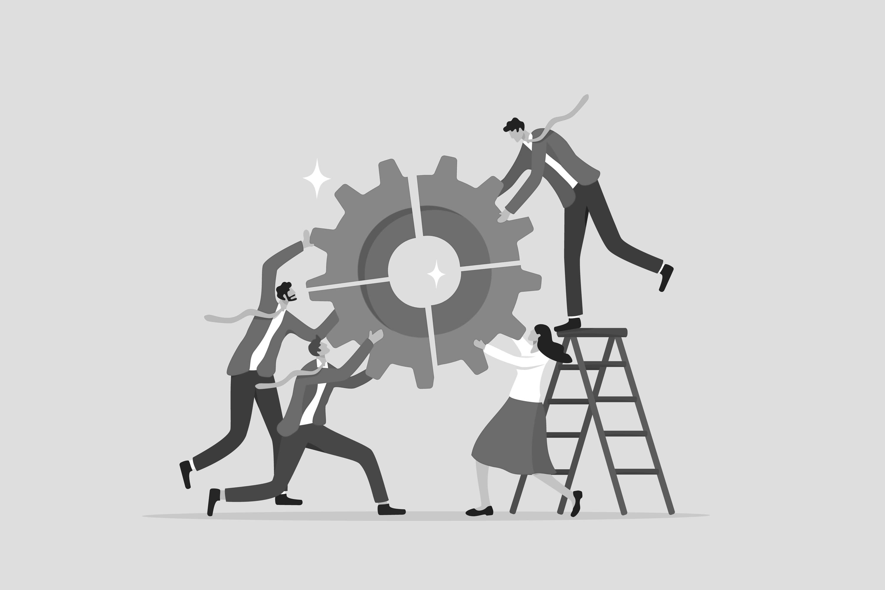 ISO 9001 certification badge with historical timeline and business benefits