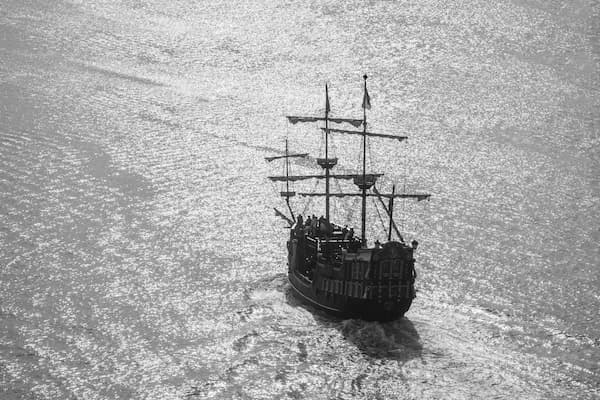 Ship at sail on sea