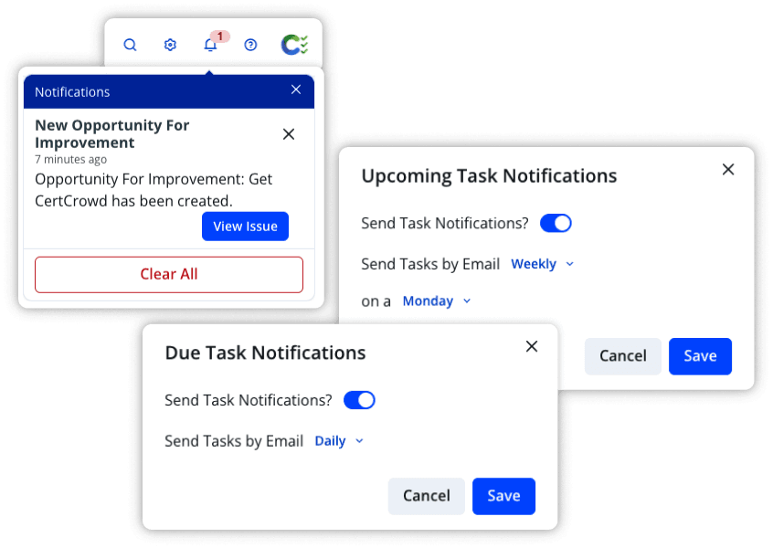 Alert and Notifications in CertCrowd