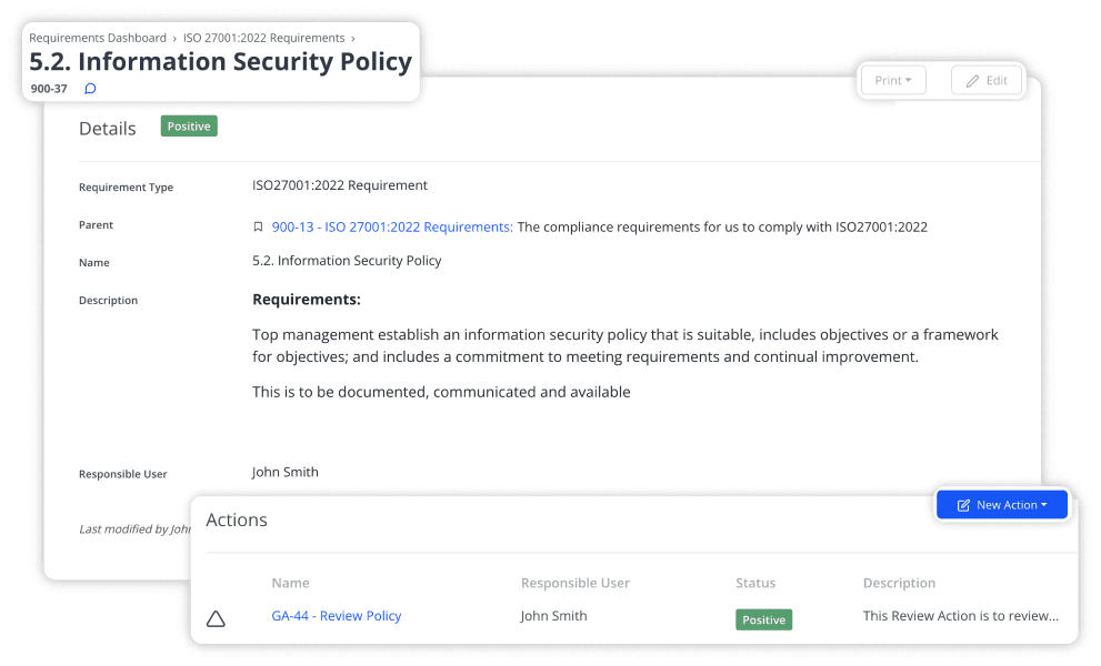Details of a Requirement with its actions in CertCrowd
