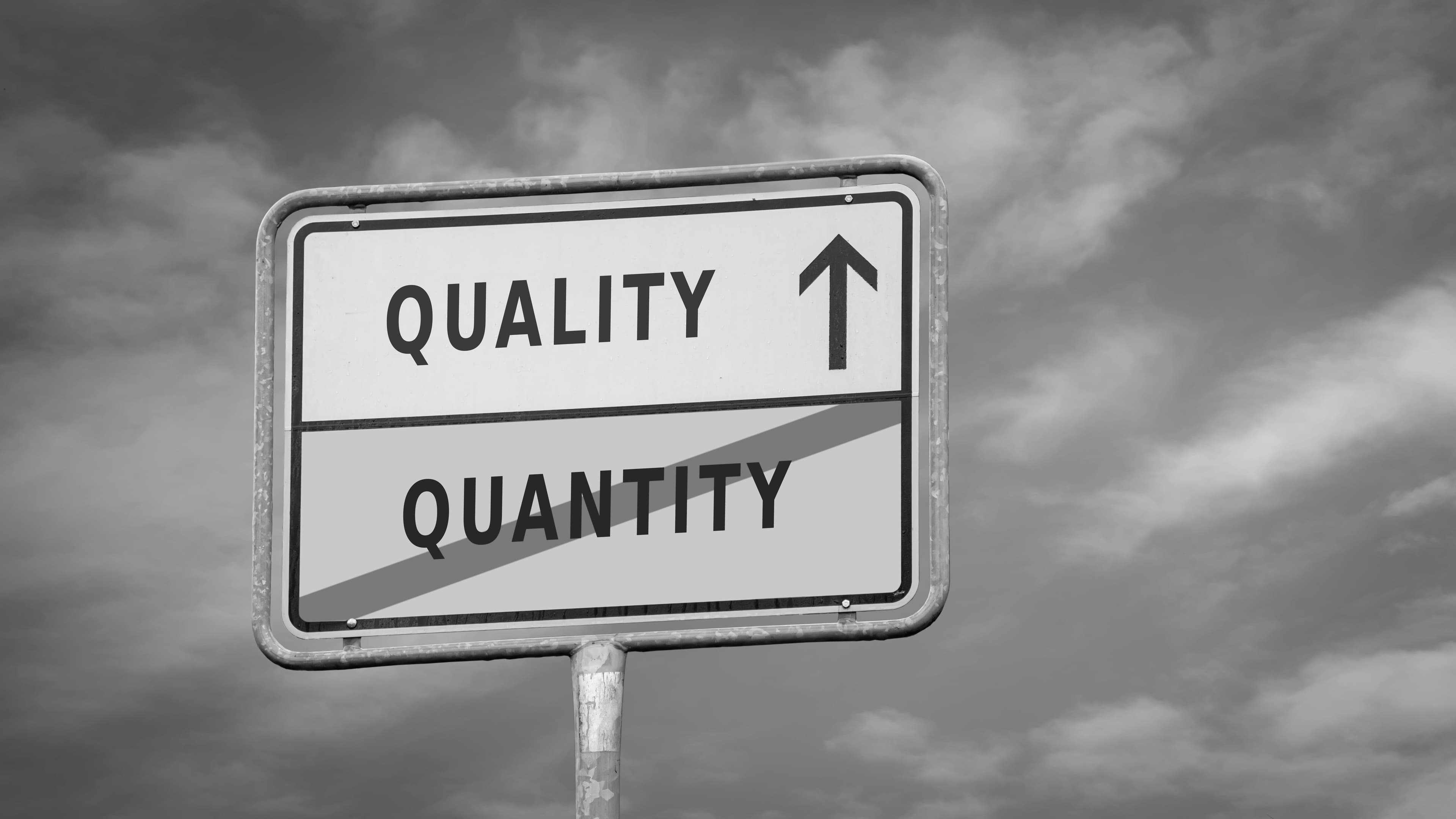 Quality over quantity concept showing ISO9001 evolution