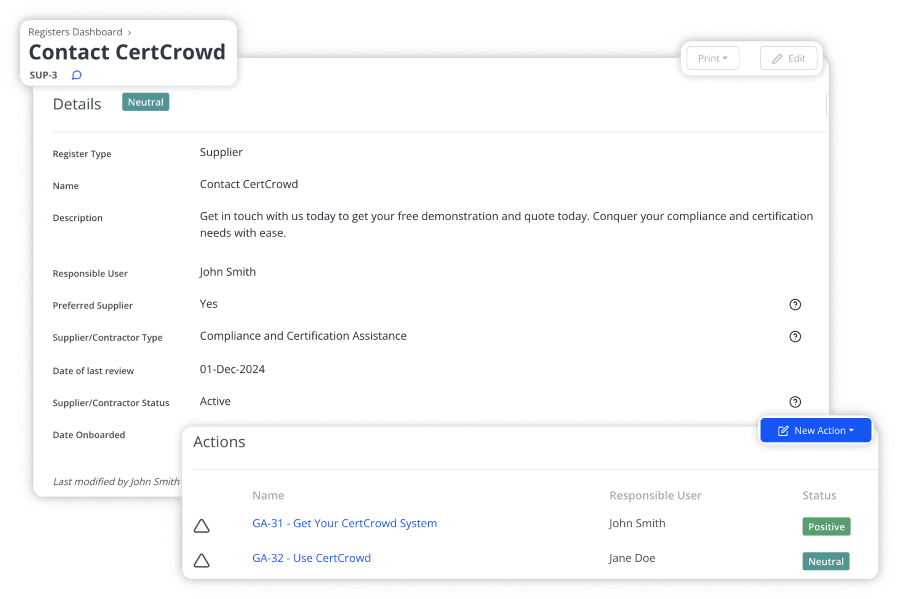 Details of an Action in CertCrowd