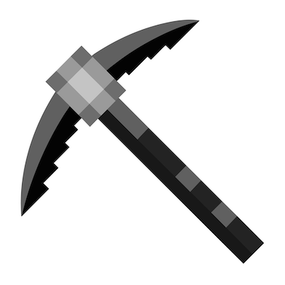 A pickaxe in pixel-art