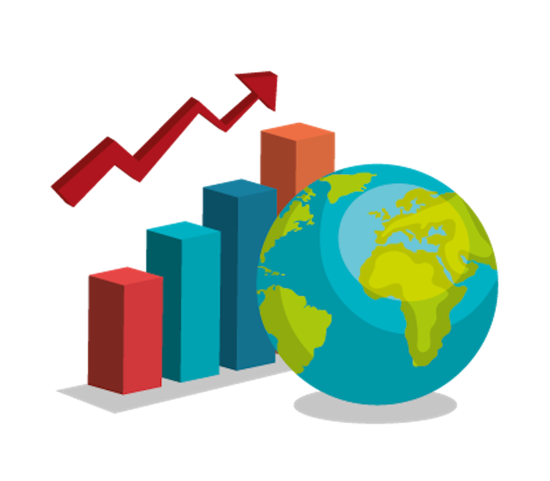 Graph with globe