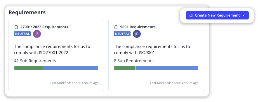 Requirements dashboard screenshot